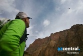 Grand Canyon explorer and activist Rich Rudow watches a helicopter fly over the western part of Grand Canyon National Park on March 23, 2017. 300-400 helicopters fly per day over the western part of Grand Canyon National Park.