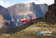 A Papillon Grand Canyon Helicopter flies over the Colorado River on the Hualapai Reservation and the western part of Grand Canyon National Park on March 23, 2017. 300-400 helicopters fly per day over the western part of Grand Canyon National Park.